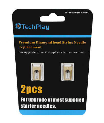 Gold Pack of 2 Dimond Tipped Needle for Turntable KPG6*2