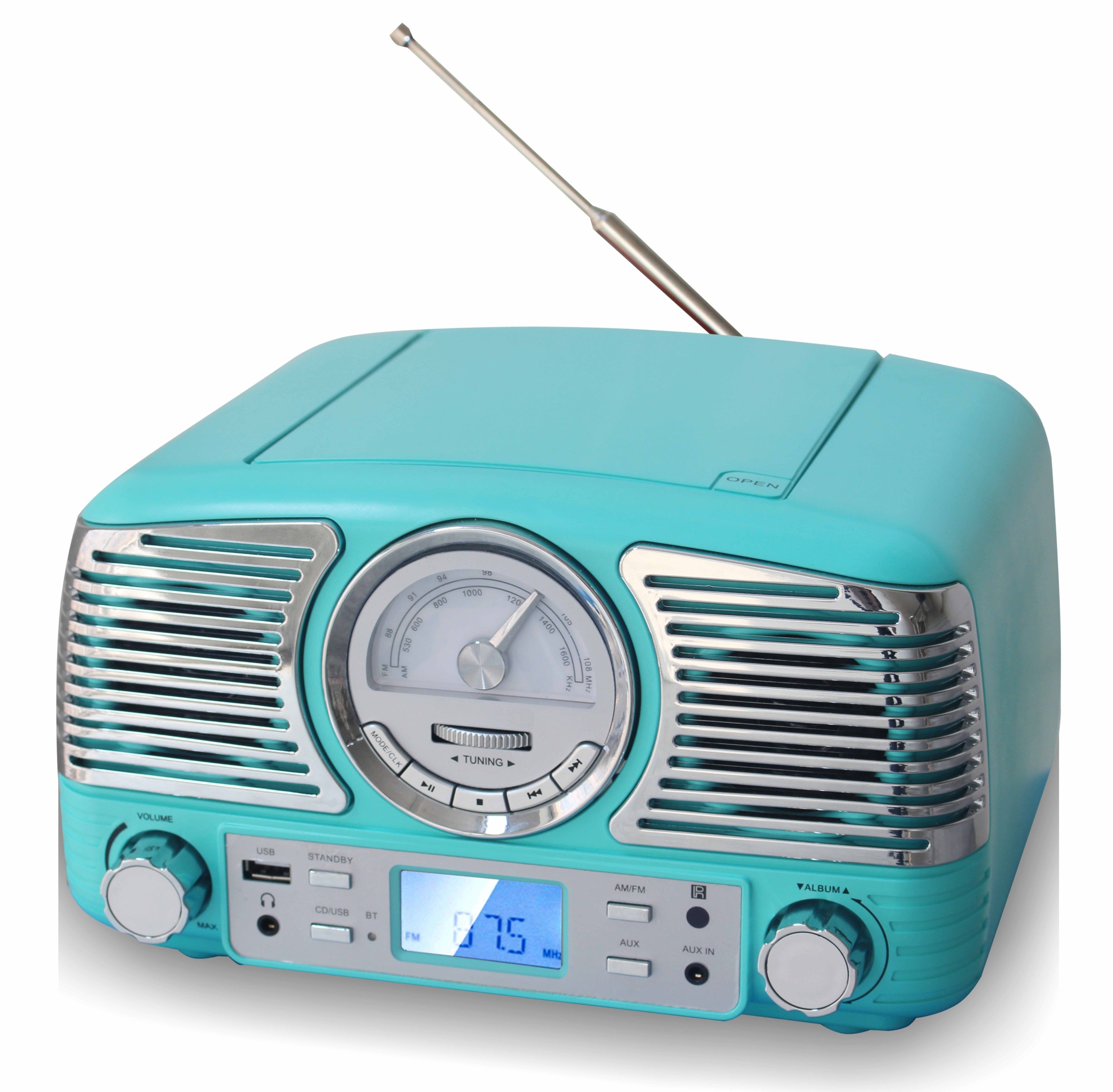 レトロ調CDプレーヤー 水色 USB Bluetooth AUX Amazon.co.jp: Gueray CDプレーヤー Bluetooth受信/送信